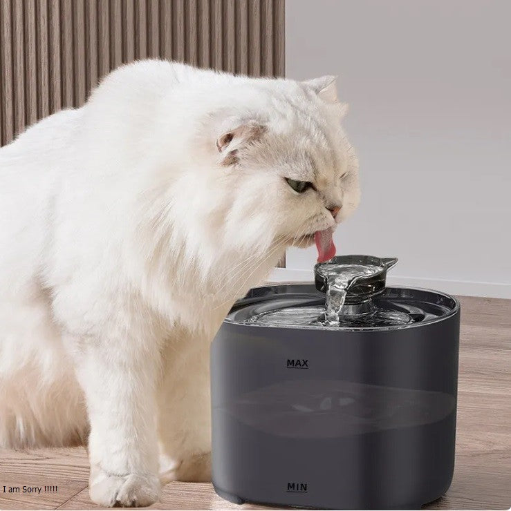 Automatic cat water dispenser in black with circulating water system for fresh hydration