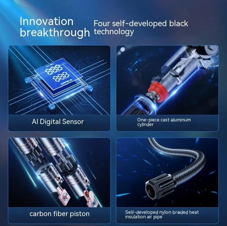 Fast inflation tire pump for cars, electric vehicles, and roadside emergencies